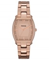 A streamlined silhouette is graced with rosy hues on this Wallace collection watch from Fossil.