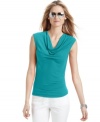 A solid-colored cowlneck top is a stylish basic that can be worn so many ways! Add this petite version by MICHAEL Michael Kors to your rotation for chic ensembles that are a cinch.