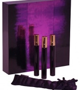 A new way to indulge in the mysterious notes of Natori. The Eau de Parfum Purse Spray Trio is a stylish addition to the Natori fragrance collection. Each spray can be tucked into the signature pouch for an elegant travel statement. 0.34 oz each. 