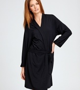 Calvin Klein Underwear Essentials short robe. A soft short robe with tie at waist. The perfect cover up.