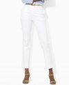 Crafted in lustrous cotton sateen with a hint of stretch for comfort, Lauren by Ralph Lauren's classic pants are rendered in a chic ankle-length silhouette for modern style.