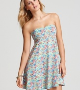 Echo's floral-print cover up makes a demure addition to your poolside look. Slip this strapless dress over a favorite suit and add wedges for a sun soaked party.