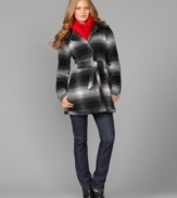 A plush belted coat in cozy plaid is a winter essential - check out this version from Tommy Hilfiger.