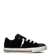 Converse' signature lo-top style, updated with a mixed suede/canvas upper and a tonal cap toe.