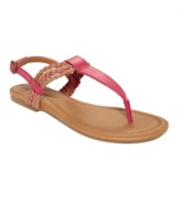 A pop of color spices up the wear-everywhere Dabney sandals by Lucky Brand. Comfortable enough for all-day wear, they feature cute braided straps.
