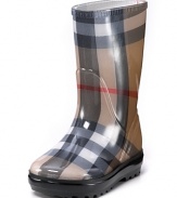 Puddle splash in style in Burberry check rain boots.