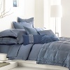Ottoman Duvets and Shams: Soft and seductive ottoman striped duvet trimmed with a 1.5 silk flange. Silk Quilt: Luxurious 100% silk quilt is accented with a tufted border, reversing to cotton sateen. Tailored Pleat Sheets and Bedskirts: 400 thread count cotton sateen with pleated detail on flat sheet and pillowcase. Fitted sheet has elastic all around to fit most luxury mattresses.