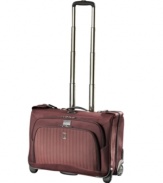 A lighter construction and fashion-forward design put you on the fast track to your destination with easy-glide removable wheels and a retractable handle that stops at different heights for travelers of all sizes and preferences. Built durable from ballistic nylon, this rolling garment bag with removable suiter features an attractive herringbone trim that sets the tone for the trip. Limited lifetime warranty.