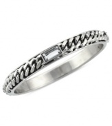 Get roped in. Jessica Simpson's bangle bracelet is crafted from silver-tone mixed metal with a crystal accent and stylish rope motif. Approximate diameter: 3 inches.
