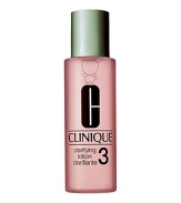 The difference-maker. Gentle exfoliating lotion developed by Clinique's dermatologists to help control oil and clarify skins that are comfortable in the cheeks, oily in the T-zone. De-flakes skin's surface to smooth, reveal clearer skin. Follow with Dramatically Different Moisturizing Gel.