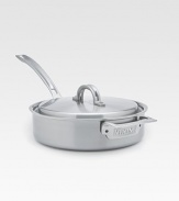 An elegant, professional-grade saute pan is manufactured with exclusive multi-ply construction, a specially designed combination of stainless steel and aluminum alloys for lifetime performance, durability, easy cleanup and even heat distribution.Lid includedErgonomic handle constructed of investment-cast stainless steel with stay-cool vent designIncludes 18/10 stainless steel cooking surface, aluminum alloy core