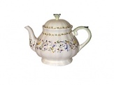A festive pattern with cheerful colorwashes on a beautiful French faience body.