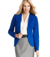 Craving cobalt? Vince Camuto's open-front, ponte-knit blazer infuses your outfit with a brilliant blue finish.