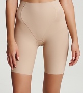 This long leg panty features a clean look and a slenderizing control panel.