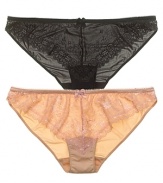 A smooth microfiber bikini with pretty lace detail on front and along sides of waist.