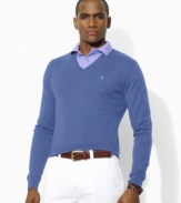 A handsome V-neck sweater designed from ultra-soft Pima cotton for a casual, comfortable look.