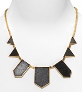 Designed by Nicole Richie, this 14 kt. yellow gold-plated black leather drop necklace looks current and fun with any look.