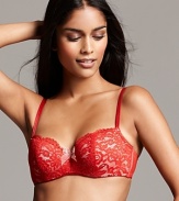 Double straps provide added support to this sophisticated lace balconette bra from B.tempt'd by Wacoal.