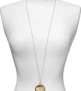 Designed by Nicole Richie, a charming medallion locket necklace on a gold tone chain.