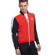 Score big in your casual wardrobe. This track jacket from Puma is always a winning look.