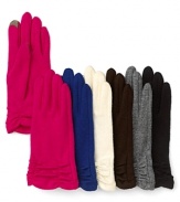 This winter, try these ladylike gloves with ruched wrists and tech-sensitive fingertips for stylish and cozy texting.