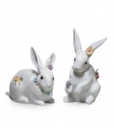 Some bunny to love. Wearing a necklace of spring blooms, this white porcelain rabbit from Lladro is a must for Easter but a sweet fixture in your home year-round.