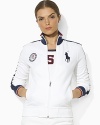In celebration of Team USA's participation in the 2012 Olympics, this full-zip fleece jacket is crafted from cozy, super-soft fleece with bold country detailing.