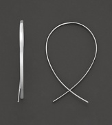 A gracefully-arching upside hoop earring in 14 Kt. white gold.