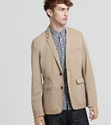 In casual cotton, this Burberry Brit sportcoat offers a laid-back yet polished look.