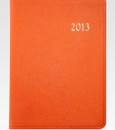 The ideal social agenda, featuring month-at-a-view and week-at-a-view pages, daily note pages plus maps, travel and holiday information.Hand-crafted, Smyth-sewn goatskin leather coverGilt-edged acid-free creamy white paperAbout 5½W X 7½HMade in USA