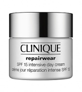 Potent hydrating cream turns skin's most vulnerable time into repair time. Helps block and mend the look of lines and wrinkles. Replenishes antioxidants. Protects with skin-friendly SPF 15. So you face the day looking vibrant, full of life.