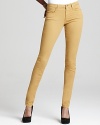 An ultra-cool take on denim, these Joe's Jeans skinny jeans are fashioned in a bright golden hue.