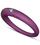 Stackable style with a hint of sparkle! DUEPUNTI's unique ring is crafted from plum-colored silicone with a round-cut diamond accent. Set in sterling silver. Ring Size Small (4-6), Medium (6-1/2-8) and Large (8-1/2-10)