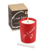 EXCLUSIVELY AT SAKS.COM. Ignite your creativity with this pure soy re-writable chalkboard candle in Honeysuckle. Infuses the space with a sweet lingering floral blossom scent that is perfect for any room. Write a special message, then erase it and draw a masterpiece with the provided chalk that can be used again and again. Burn time is approximately 35-40 hours.