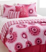Create a peace-ful retreat with the Shauna decorative pillows, boasting a peace sign in punchy pink and an abstract stripe with modern flair. (Clearance)