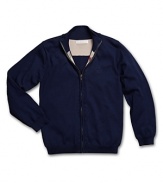 Great for layering, this high necked shirt features a hint of Burberry's signature check at the collar.