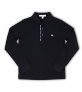 Boasting a classic color and a hint of the brand's classic check on the interior placket, this Burberry polo shirt was made with sophisticated little ones in mind.