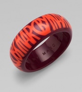 A super chic style in glossy resin and contrast font. ResinDiameter, about 2¼Slip-on styleImported 