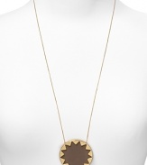 House of Harlow's leather inlaid Sunburst pendant captures modern hippie style.