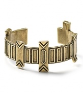 Tap this season's tribal-inspired trend with House of Harlow 1960's gold cuff. Stacked or solo, this piece makes a cool statement with a cuffed blazer and sheer blouse.