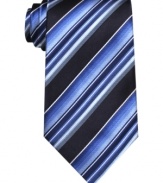 Take a new angle on the blues with this striking striped Geoffrey Beene tie.