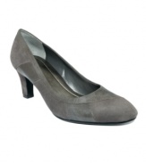 Mixed media. A monochromatic combo of suede and leather lend fashion-forward appeal to the easy-to-wear Qualify Pumps by Easy Spirit.