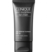 Daily de-ager gives skin everything it needs to look, feel and stay vital. With broad-spectrum UVA/UVB sun protection to help defend against future damage. Repair ingredients to target lines, wrinkles. Others to address firmness, even skin tone, replenish moisture lost from shaving. It's the only anti-aging tool you'll need.