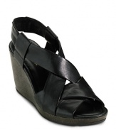 A bold platform sandal in big, bright color with a sleek wedge for beautifully balanced style. From Cole Haan.