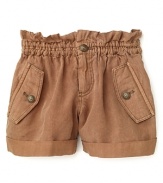 These playful Burberry shorts feature a paperbag waist for fashionable little ones.