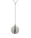 A modern look that's party perfect. Reflecting the black and white trend, Swarovski's silver tone mixed metal pendant has a strong and modern Y-shaped silhouette. The sparkling spherical center piece is embellished with Jet and clear crystals set in Pointiage®, creating a refined and interesting contrast between light and dark. Approximate length: 14-7/8 inches. Approximate drop: 3 inches.