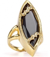 Bring a touch of dark, contemporary glamour to your look with this black onyx ring from Melinda Maria.