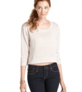 A cute cropped length adds style to this otherwise basic Pink Rose striped top - perfectly paired with denim for a casual look!