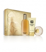 Touch senses and lift the spirit in subtle, pleasing ways with Clinique's nonconformist fragrance, Aromatics Elixir. Indulge in 3 sensuous layers: Perfume Spray, lush body cream and a luxurious scented soap. Made in USA. 