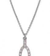 If looking stylish is your wish, then this is perfect. B. Brilliant's wishbone pendant sparkles with cubic zirconia accents and is set in sterling silver. Approximate length: 18 inches. Approximate drop: 1/3 inch.